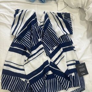 White and Navy Striped romper